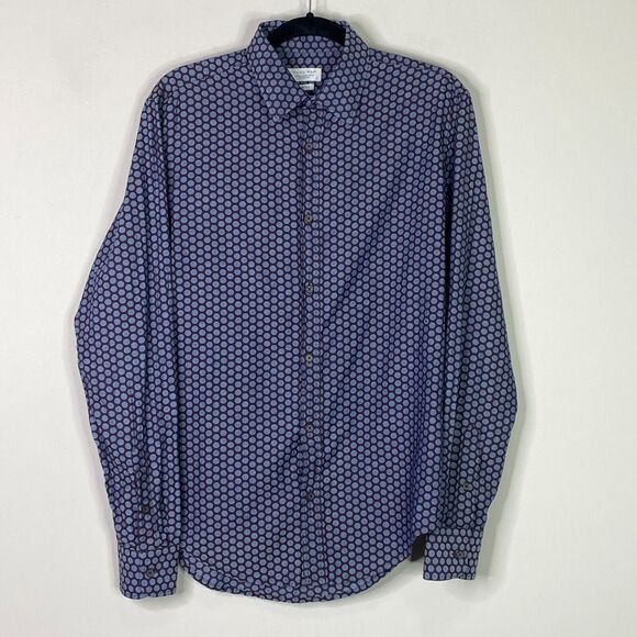 Zara Men's Slim Fit Polka Dot Long Sleeve Button Down Shirt Size Medium - Picture 1 of 7